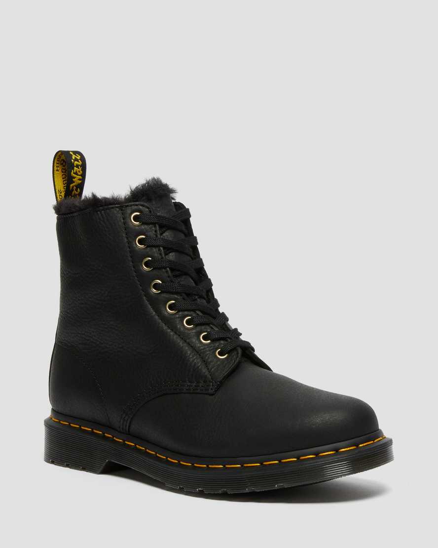 Dr. Martens 1460 Pascal Faux Fur Lined Miesten Nauhalliset Nilkkurit - Mustat Nilkkurit [768-FIUWSN]